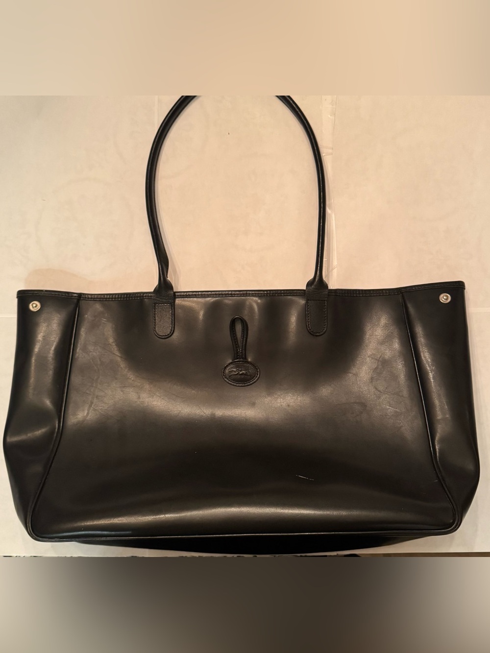 Longchamp Luxury Classic Black Leather Tote Bag - Picture 2 of 3